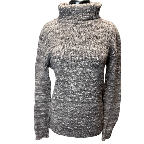 Farmer’s Market Iceland 100% Wool Brown Marled Turtleneck Sweater Women’s Size M - Picture 1 of 6